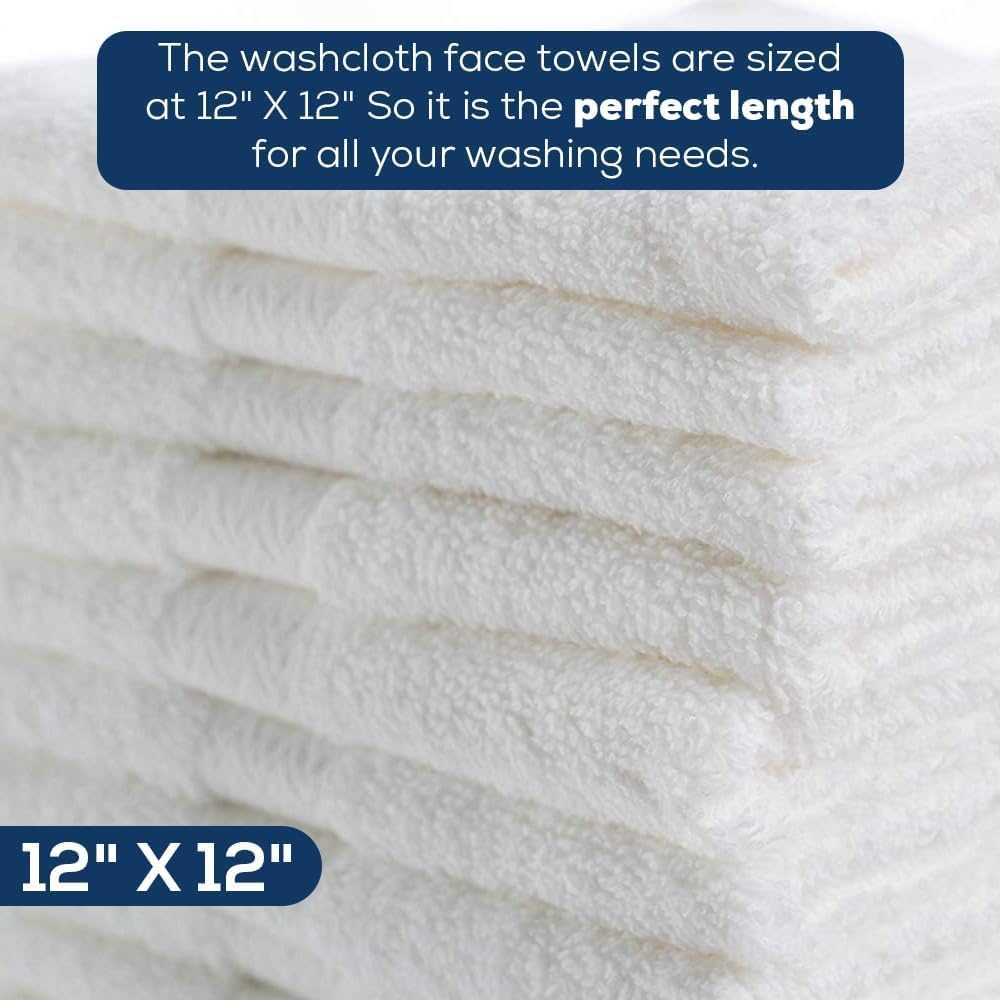 SIMPLI-MAGIC Cotton Wash Cloths 12"x12" (40 Pack) – Highly Absorbent Soft Towels for Bathroom – Commercial Terry Washcloth for Face, Hand, Bath, Kitchen, Gym & Hotel (White)