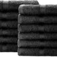 SIMPLI-MAGIC Cotton Hand Towels 16"x27" (12 Pack) – Soft Towels for Bathroom, Kitchen, Salon & Gym (Black)
