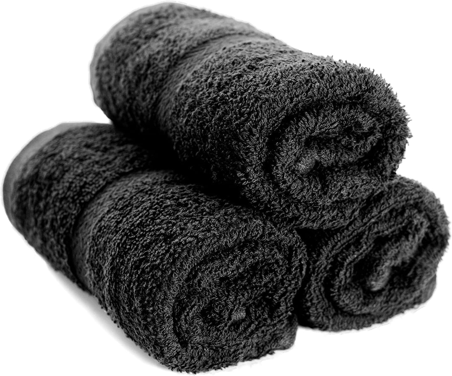 SIMPLI-MAGIC Cotton Hand Towels 16"x27" (12 Pack) – Soft Towels for Bathroom, Kitchen, Salon & Gym (Black)