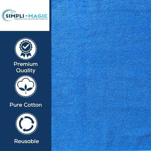 SIMPLI-MAGIC Cotton Hand Towels 16"x27" (12 Pack) – Soft Towels for Bathroom, Kitchen, Salon & Gym (Blue)
