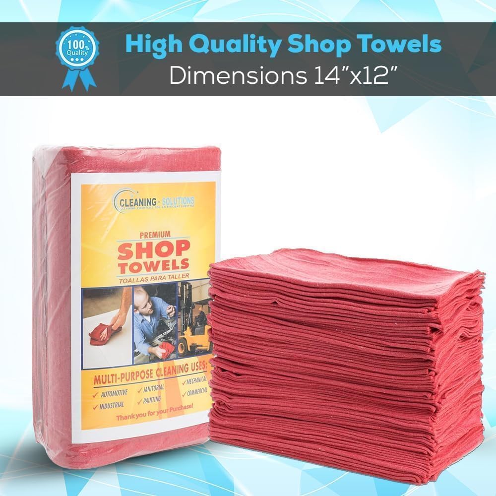 Simpli-Magic Commercial Grade Shop Towels, Pack of 500, Red
