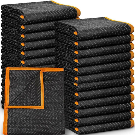 SIMPLI-MAGIC IMPROVED 750LBS Tear Strength Heavy Duty Padded Moving Blankets 72" x 40" – 12 Pack – Packing Blankets, Furniture Covers for Moving