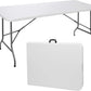 SIMPLI-MAGIC 6ft Portable Plastic Folding Table – 17% Thicker than Others – Indoor & Outdoor Heavy-Duty Foldable Utility Table w/Handle for Party & Camping (White)
