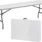 SIMPLI-MAGIC 8ft Portable Plastic Folding Table – Indoor & Outdoor Heavy-Duty Foldable Utility Table w/Handle for Party & Camping (White)