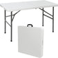 SIMPLI-MAGIC 4ft Portable Plastic Folding Table – 17% Thicker than Others – Indoor & Outdoor Heavy-Duty Foldable Utility Table w/Handle for Party & Camping (White)