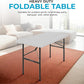 SIMPLI-MAGIC 4ft Portable Plastic Folding Table – 17% Thicker than Others – Indoor & Outdoor Heavy-Duty Foldable Utility Table w/Handle for Party & Camping (White)