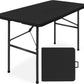 SIMPLI-MAGIC 4ft Portable Plastic Folding Table – 17% Thicker than Others – Indoor & Outdoor Heavy-Duty Foldable Utility Table w/Handle for Party & Camping (Black)