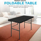 SIMPLI-MAGIC 4ft Portable Plastic Folding Table – 17% Thicker than Others – Indoor & Outdoor Heavy-Duty Foldable Utility Table w/Handle for Party & Camping (Black)