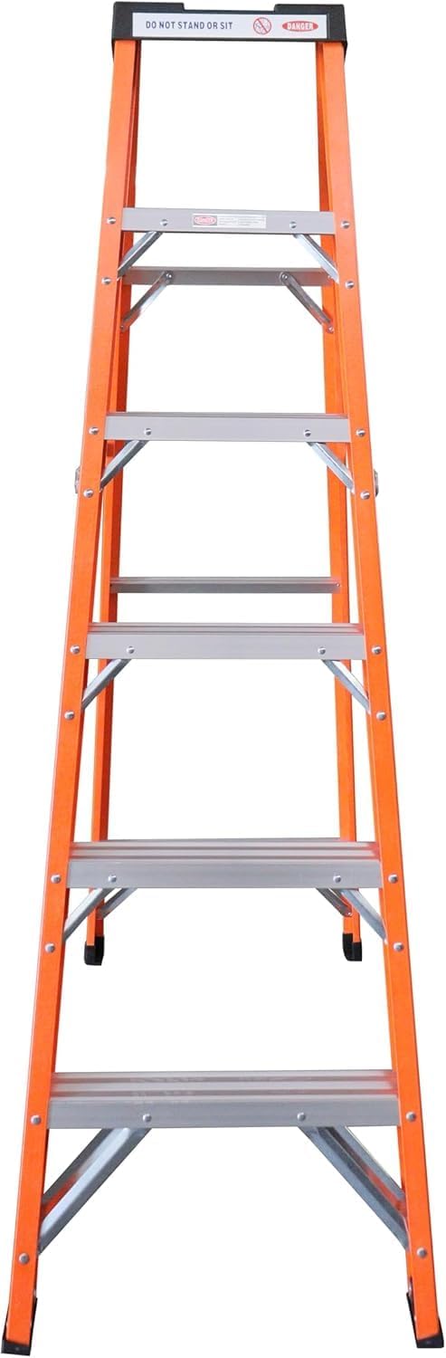 SIMPLI-MAGIC 6-Foot Fiberglass Step Ladder, 250 LBS Capacity – 2024 Upgraded, Anti-Slip Rubber Feet, Lightweight & Durable Ladder for Home, Garage & Construction – Meets ANSI Requirements