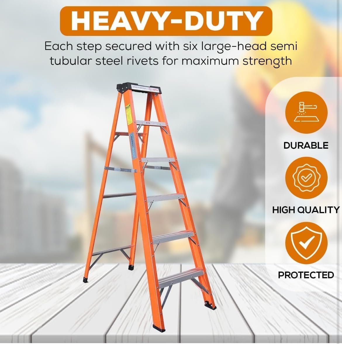 SIMPLI-MAGIC 6-Foot Fiberglass Step Ladder, 250 LBS Capacity – 2024 Upgraded, Anti-Slip Rubber Feet, Lightweight & Durable Ladder for Home, Garage & Construction – Meets ANSI Requirements