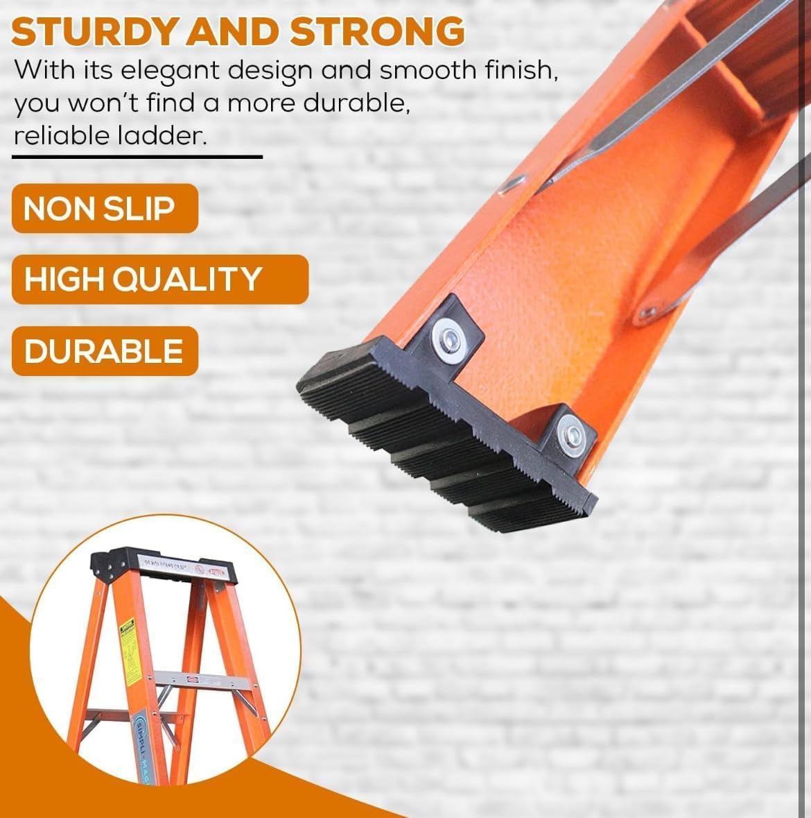 SIMPLI-MAGIC 6-Foot Fiberglass Step Ladder, 250 LBS Capacity – 2024 Upgraded, Anti-Slip Rubber Feet, Lightweight & Durable Ladder for Home, Garage & Construction – Meets ANSI Requirements