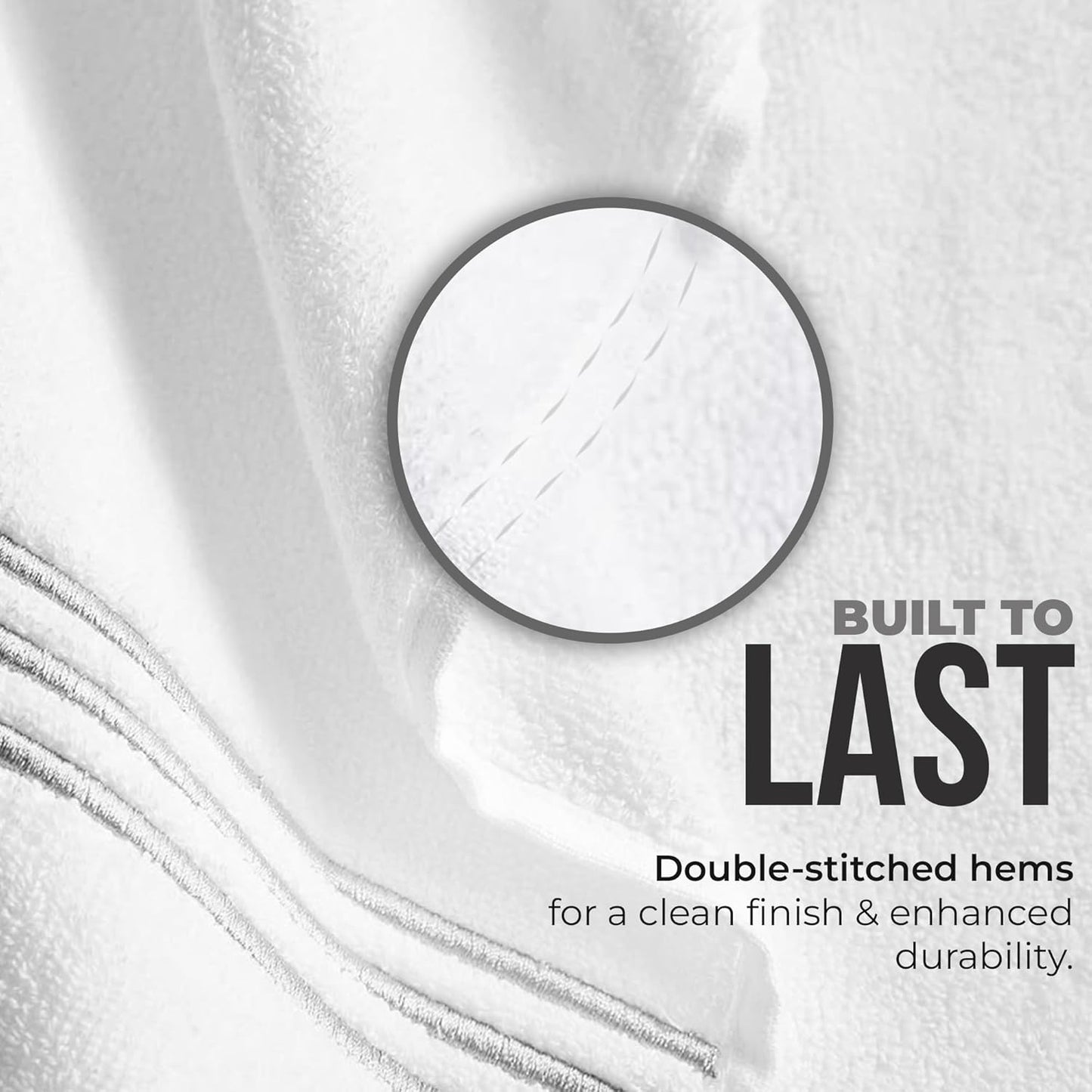Simpli-Magic 8-Piece Premium Towel Set, 2 Bath Towels, 2 Hand Towels, and 4 Wash Cloths, 100% Ring Spun Cotton Highly Absorbent Towels for Bathroom, Gym, Hotel, and Spa