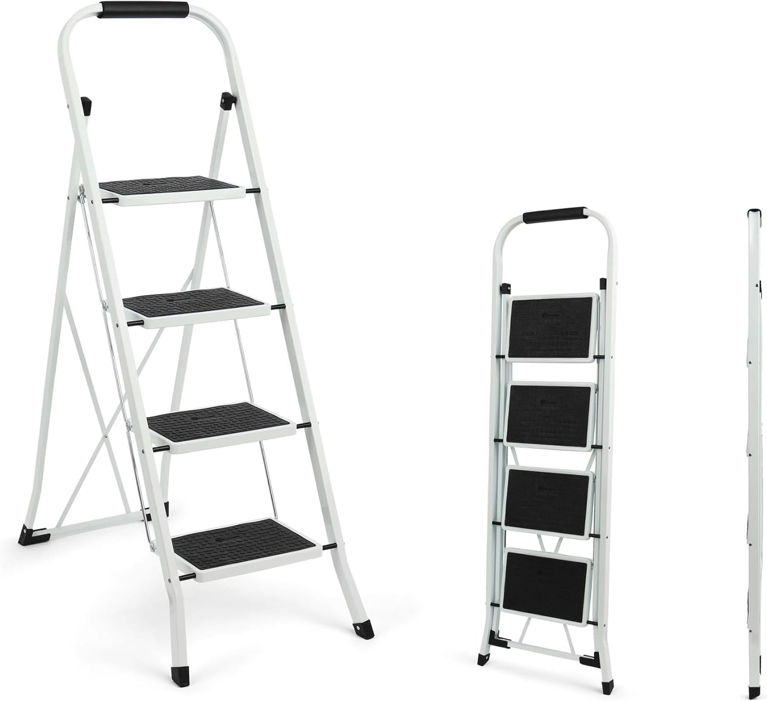 SIMPLI-MAGIC 4-Step Ladder, 350 LBS Capacity Folding Step Stool – Anti ...