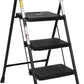 SIMPLI-MAGIC 3-Step Ladder, 800 LBS Capacity Folding Step Stool – Anti-Slip Wide Steps & Handgrip – ANSI Certified Lightweight & Durable Steel Stepping Stool for Kitchen, Home, Office & Garage