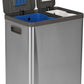SIMPLI-MAGIC 16 Gallon (38L x 22L) Dual Compartment Step Trash Can – Kitchen Garbage Can With Waste & Recycling Bins – Slow-Close Lid, Odor Control, Hands-Free, Easy to Clean, Brushed Stainless Steel