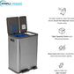 SIMPLI-MAGIC 16 Gallon (38L x 22L) Dual Compartment Step Trash Can – Kitchen Garbage Can With Waste & Recycling Bins – Slow-Close Lid, Odor Control, Hands-Free, Easy to Clean, Brushed Stainless Steel