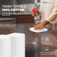 SIMPLI-MAGIC Cotton Terry Towels 14"x17" (60 Pack) – Highly Absorbent Soft Cleaning Rags – Commercial Terry Cloth for Kitchen, Bar, Restaurant (White)
