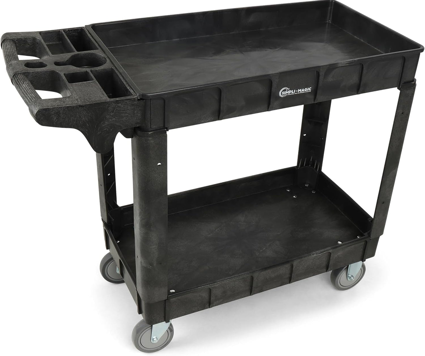 Simpli-Magic Rolling Utility Cart on Wheels, Heavy Duty Tool with Ergonomic Storage Handle and Deep Shelfs, Work Service for Garage, Warehouse, Workshop, 700-Pound Capacity 40 x 33 x 17-Inch