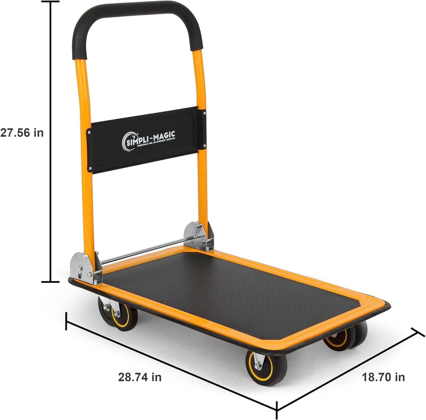 Simpli-Magic Push Cart Dolly, Moving Platform Hand Truck, Foldable for Easy Storage and 360 Degree Swivel Wheels with 440lb Weight Capacity