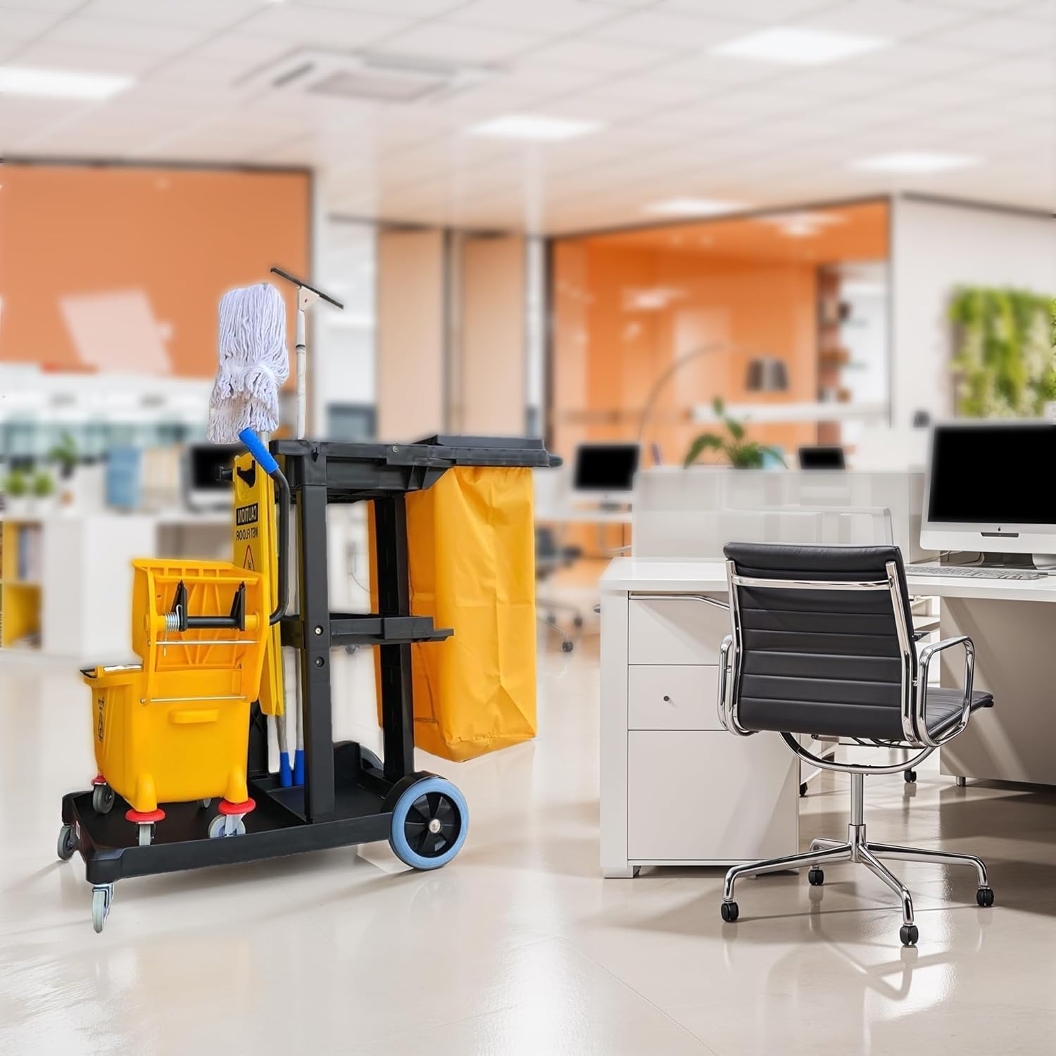 Simpli-Magic Premium Janitorial Utility Cart, Commercial, Yellow