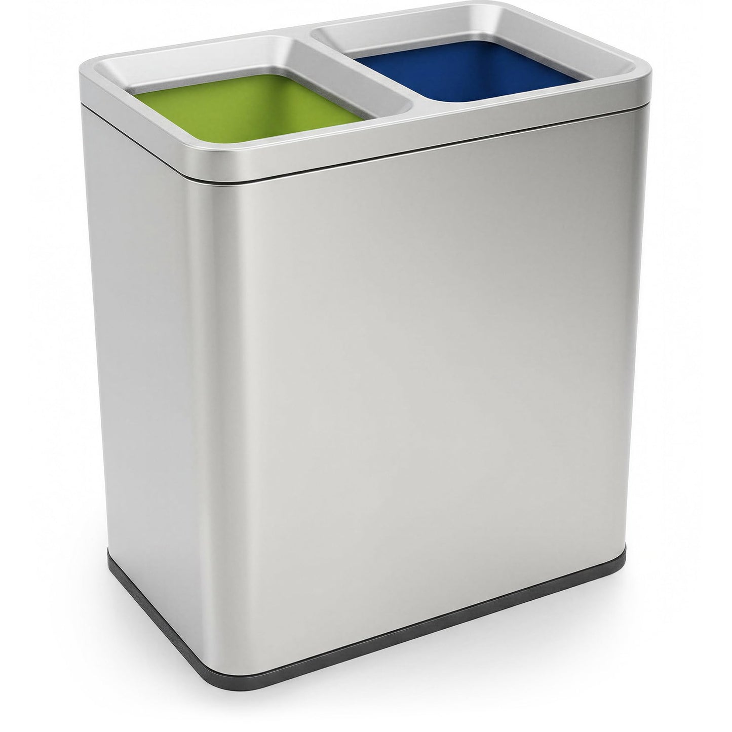 70 Liter / 18.5 Gallon Rectangular Open Top Dual Compartment Recycling Trash Can, Stainless Steel (40L x 30L Capacity) Ideal for Restaurants, Coffee Shops, Gym and Households