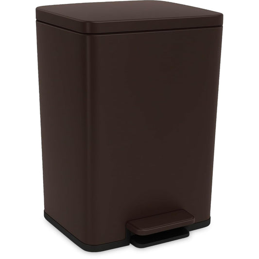 50 Liter / 13.2 Gallon Soft-Close, Smudge Resistant Trash Can with Foot Pedal and Built in Filter- Brown