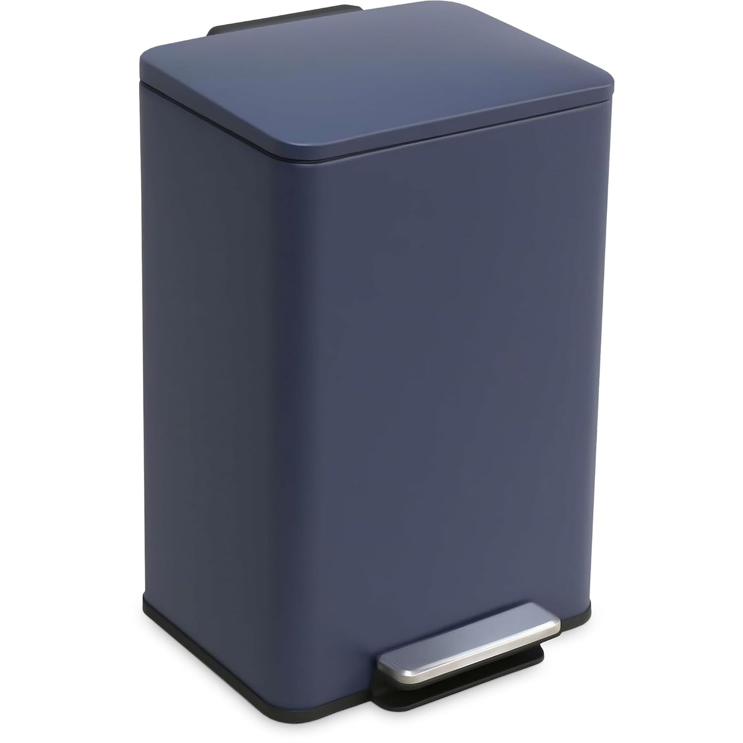 50 Liter / 13.2 Gallon Soft-Close, Smudge Resistant Trash Can with Foot Pedal and Built in Filter- Blue
