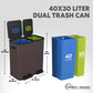 70 Liter / 18.5 Gallon Dual Compartment Recycling Trash Can – Hands-Free Kitchen Step Bin with Soft-Close Lid, Odor Filter, Stainless Steel Foot Pedal, Black Finish (40L + 30L), Brown