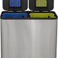 80 Liter / 21 Gallon Rectangular Hands-Free Dual Compartment Recycling Kitchen Step Trash Can with Soft-Close Single Lid, Stainless Steel (40L x 40 L Capacity) Stainless Steel Finish