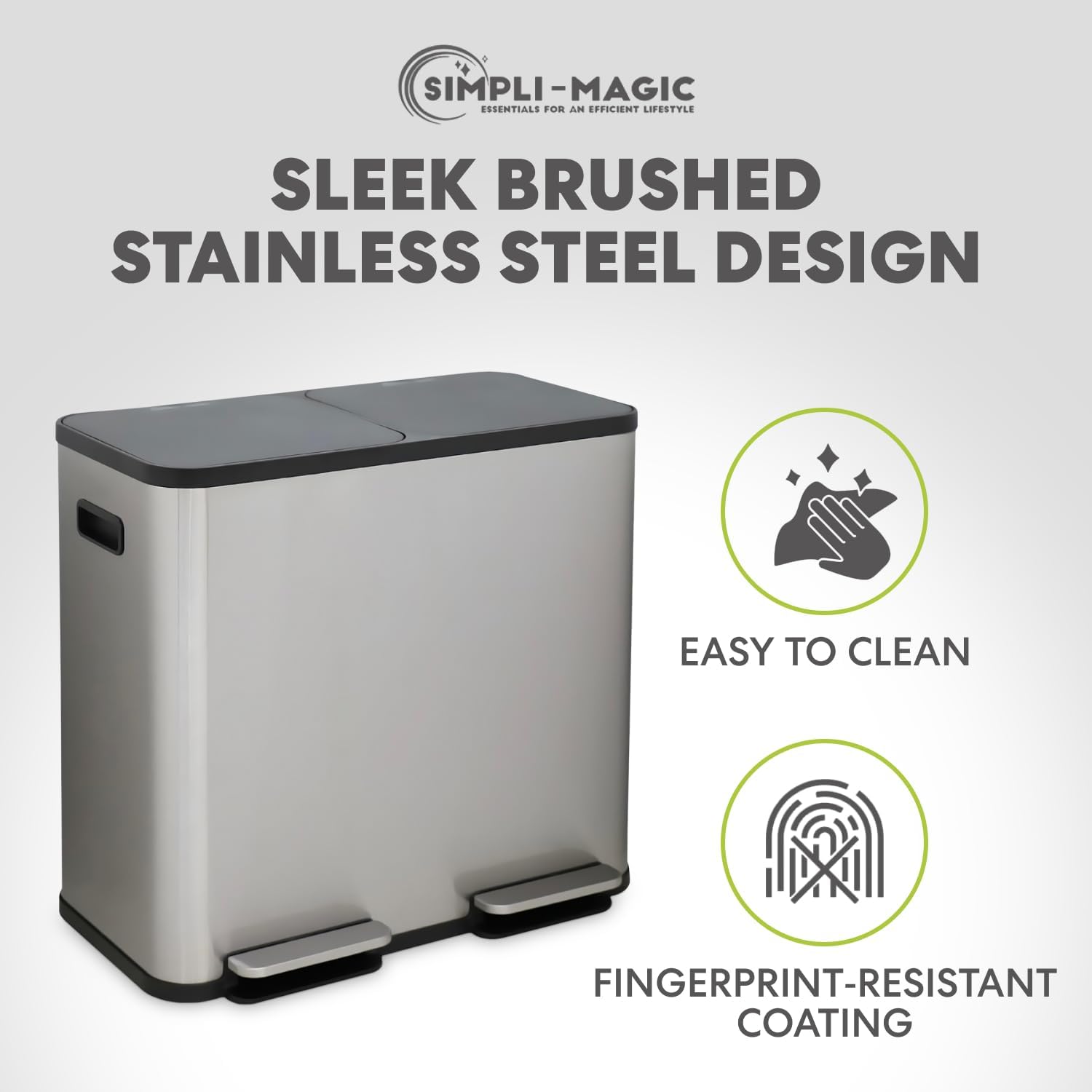 80 Liter / 21 Gallon Rectangular Hands-Free Dual Compartment