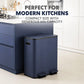 60 Liter / 16 Gallon Rectangular Hands-Free Dual Compartment Recycling Kitchen Step Trash Can with Soft-Close Single Lid, Stainless Steel (30L x 30L Capacity) Blue