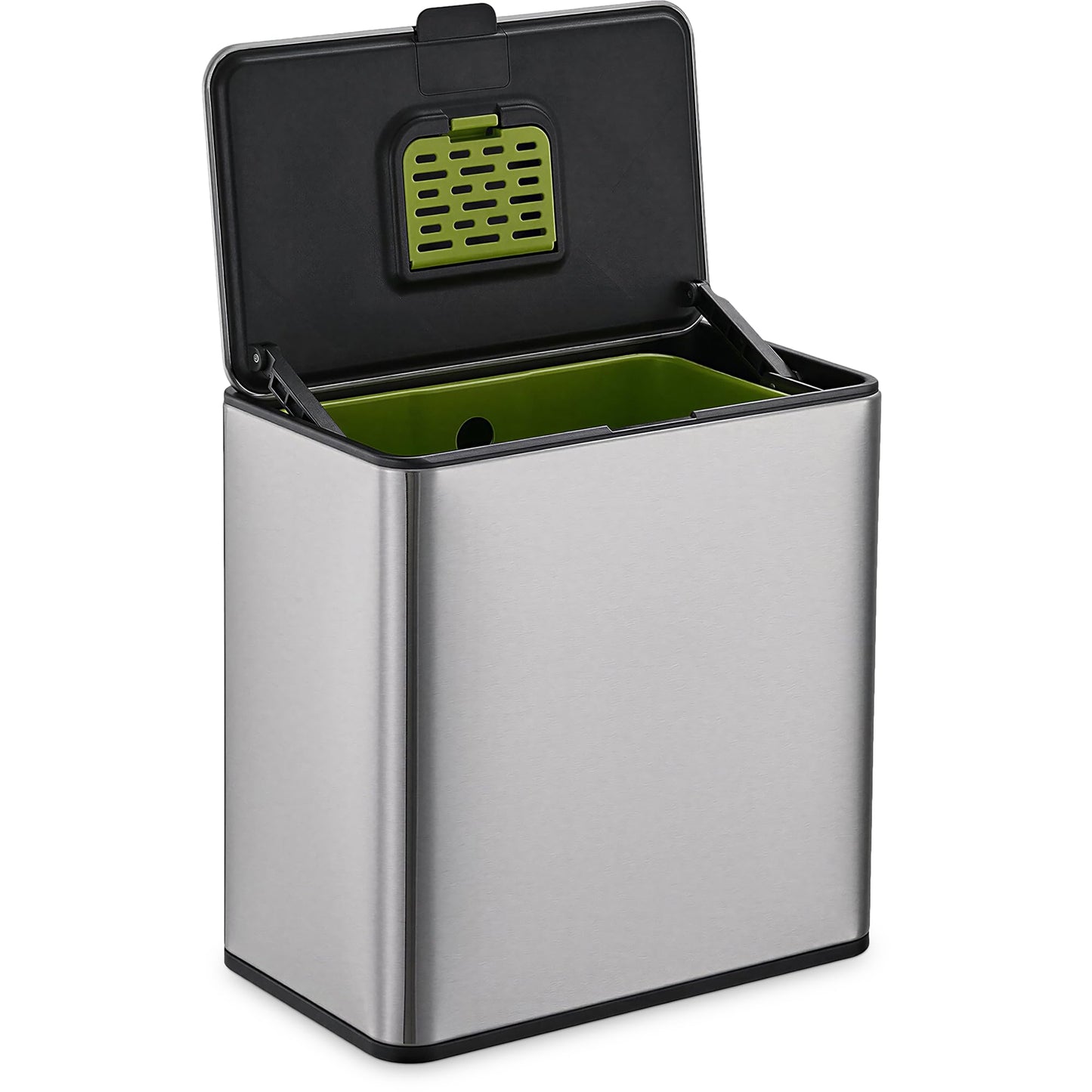 Simpli-Magic Kitchen Compost Bin and Caddy, 5L / 1.32 Gal Stainless Steel with Removable Inner Bucket and Deodorizer Compartment, 2-in-1 Countertop Compost Bin with Lid, Food Waste Caddy for Kitchen