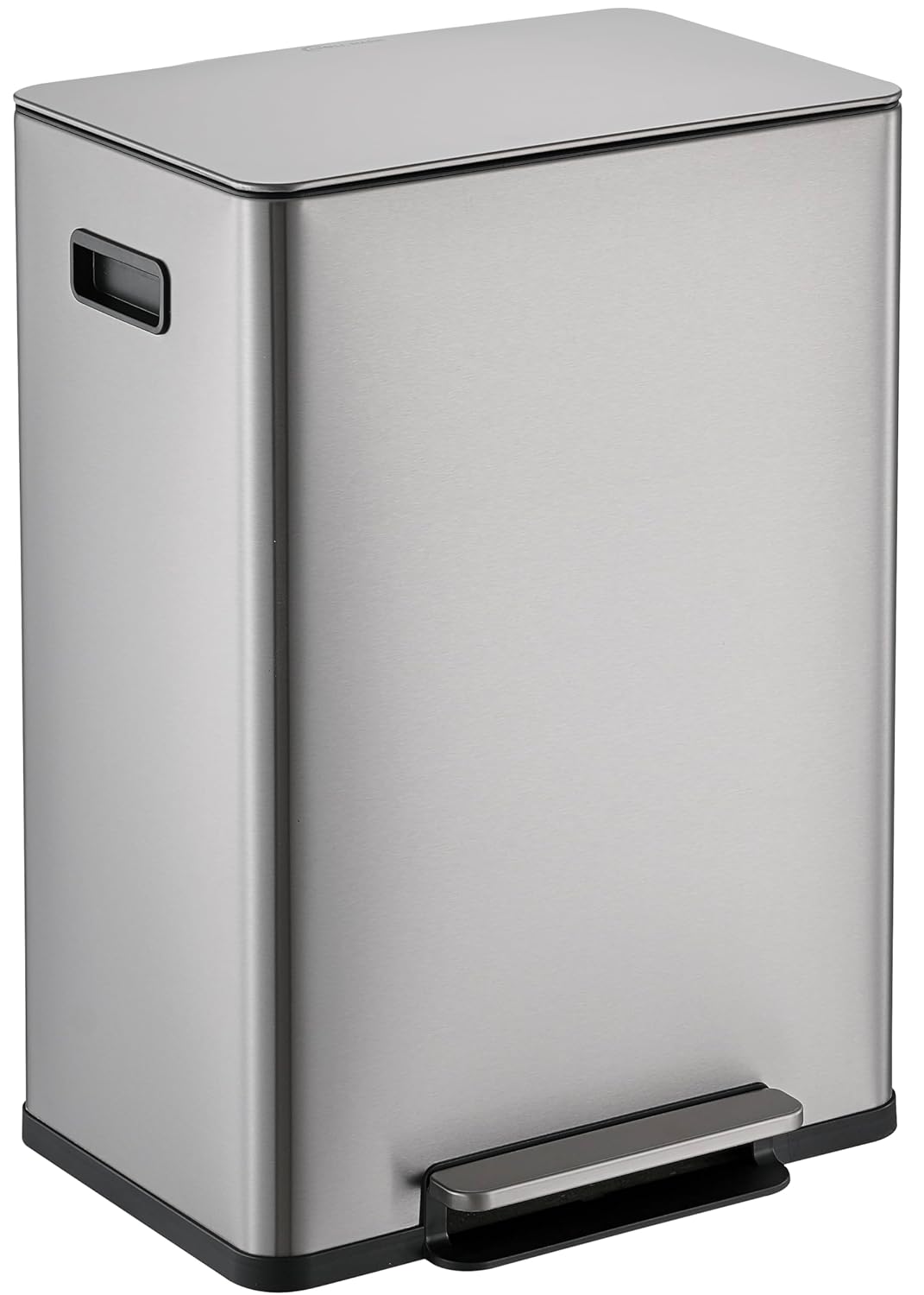 60 Liter / 16 Gallon Rectangular Hands-Free Extra Large Recycling Kitchen Step Trash Can with Soft-Close Single Lid, Stainless Steel