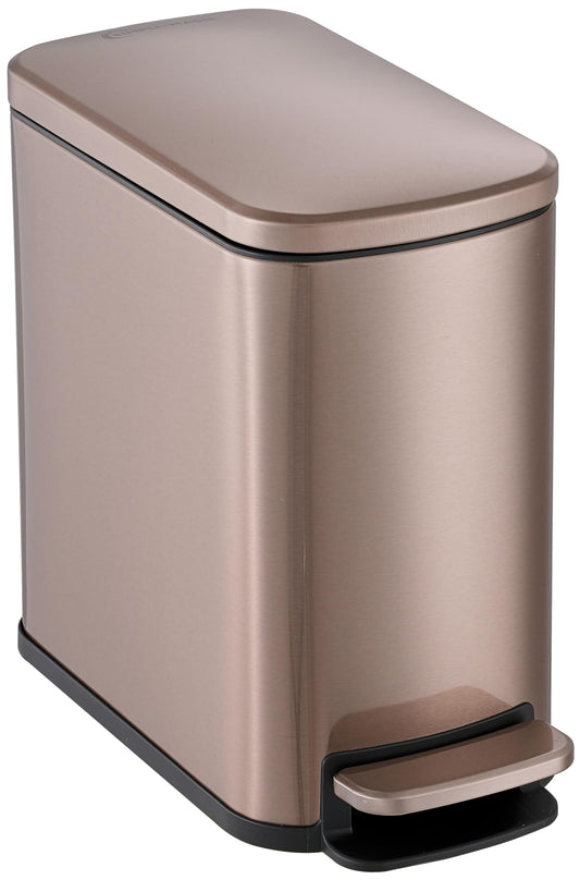 Simpli-Magic, 6L/1.6G Stainless Steel Bathroom Trash Can with Hands-Free Foot Pedal, Quiet Soft-Close Lid, Compact Space-Saving Size, Gold