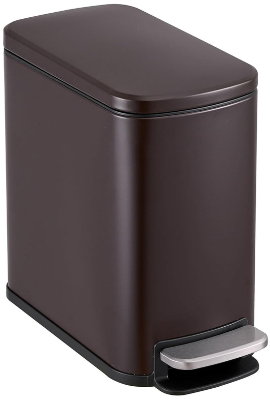Simpli-Magic, 6L/1.6G Stainless Steel Bathroom Trash Can with Hands-Free Foot Pedal, Quiet Soft-Close Lid, Compact Space-Saving Size, Brown