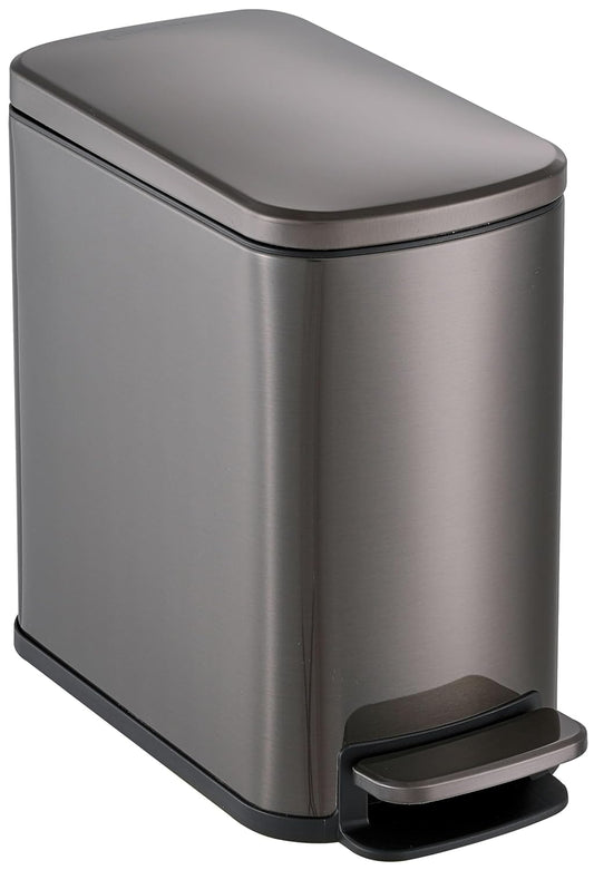 Simpli-Magic, 6L/1.6G Stainless Steel Bathroom Trash Can with Hands-Free Foot Pedal, Quiet Soft-Close Lid, Compact Space-Saving Size, Black
