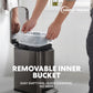Simpli-Magic, 6L/1.6G Stainless Steel Bathroom Trash Can with Hands-Free Foot Pedal, Quiet Soft-Close Lid, Compact Space-Saving Size, Black