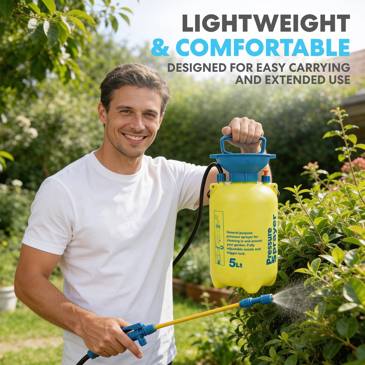 Simpli-Magic 5L Pump Sprayer, Handheld Pressure Sprayer for Plants, Lawn Care, Cleaning & Outdoor Use
