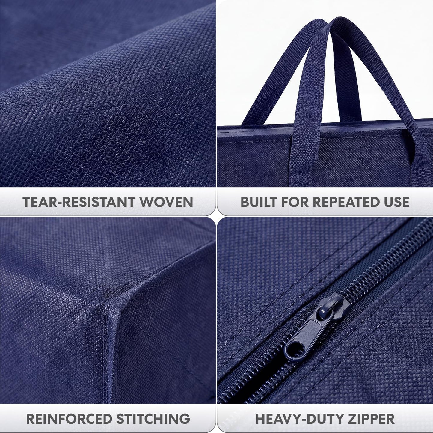 SIMPLI-MAGIC Heavy Duty Moving Bags 12-Pack - Extra Large Reusable Storage & Moving Bags with Carry Handles & Zipper Closure, Tear-Resistant Woven Polypropylene
