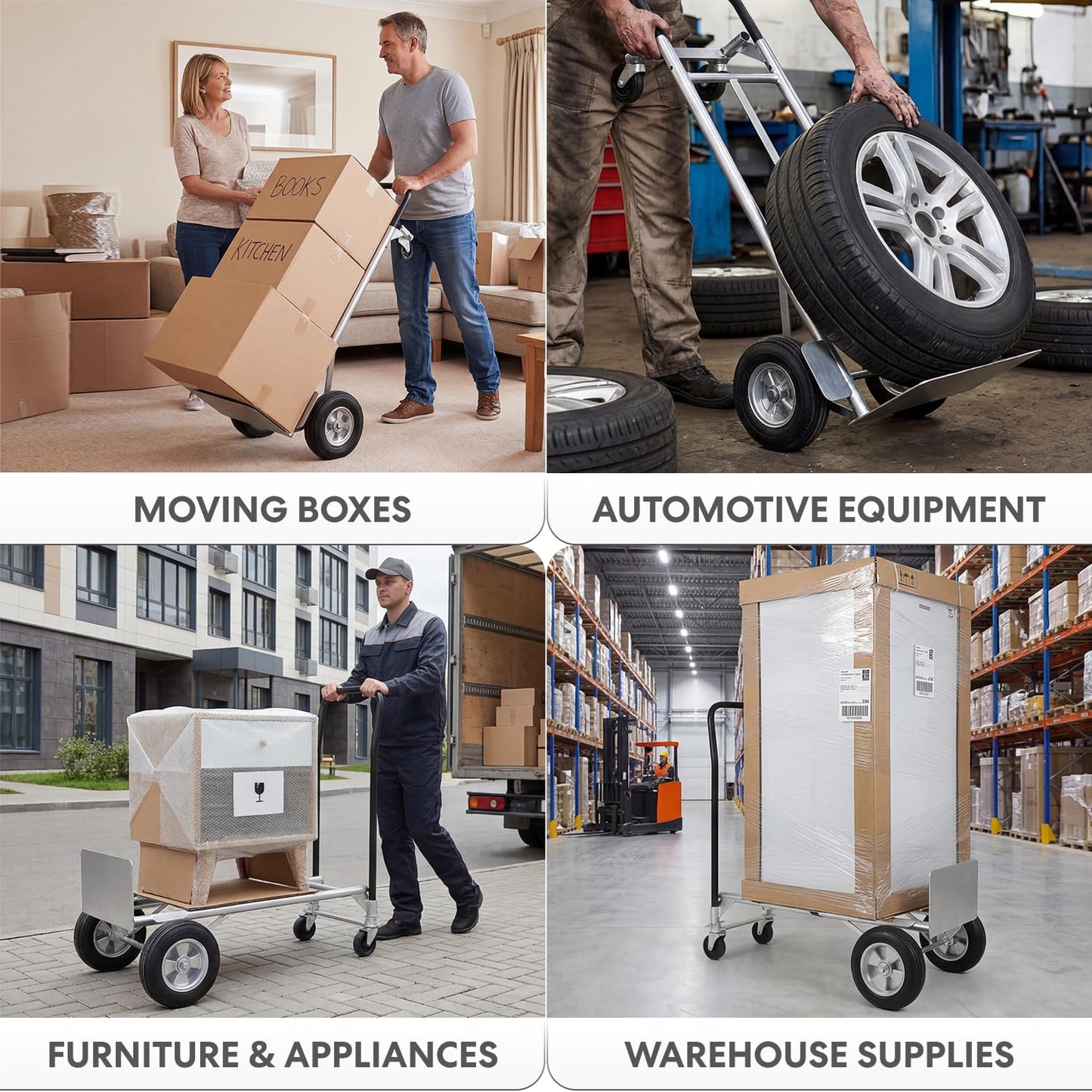 Simpli-Magic 2-in-1 Convertible Hand Truck Dolly, 800 lb Capacity, Heavy Duty with Upgraded Rubber Wheels, Folding Platform Cart