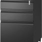 Simpli-Magic 3 Drawer Mobile File Cabinet with Lock Under Desk Metal Filing Cabinet for Home Office Organizer Fully Assembled Letter Legal A4 Black