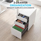 Simpli-Magic 3 Drawer Mobile File Cabinet with Lock Under Desk Metal Filing Cabinet for Home Office Organizer Fully Assembled Letter Legal A4 White