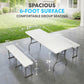 Simpli-Magic 6 Foot Folding Picnic Table Set with 2 Benches Portable Indoor Outdoor Camping Table for Working Meeting Party Picnic Weddings with Handle and Safety Locks White