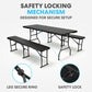 Simpli-Magic 6 Foot Folding Picnic Table Set with 2 Benches Portable Indoor Outdoor Camping Table for Working Meeting Party Picnic Weddings with Handle and Safety Locks Black