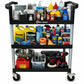 Simpli-Magic Rolling Utility Cart on Wheels, Heavy Duty Multi-Purpose Service Cart, Silver & Black, Garage, Warehouse & Commercial Use