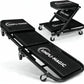 SIMPLI-Magic 2-in-1 Mechanic Creeper and Seat, Adjustable Rolling Automotive Creeper with Padded Cushion and Casters, Black