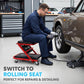 SIMPLI-Magic 2-in-1 Mechanic Creeper and Seat, Adjustable Rolling Automotive Creeper with Padded Cushion and Casters, Red