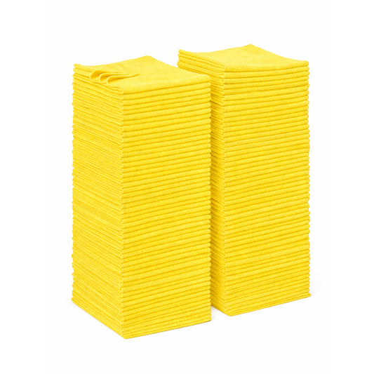 Simpli-Magic Multi-Purpose Microfiber Cleaning Cloth Wash Towels, Pack of 100 (12” x 12”), Yellow