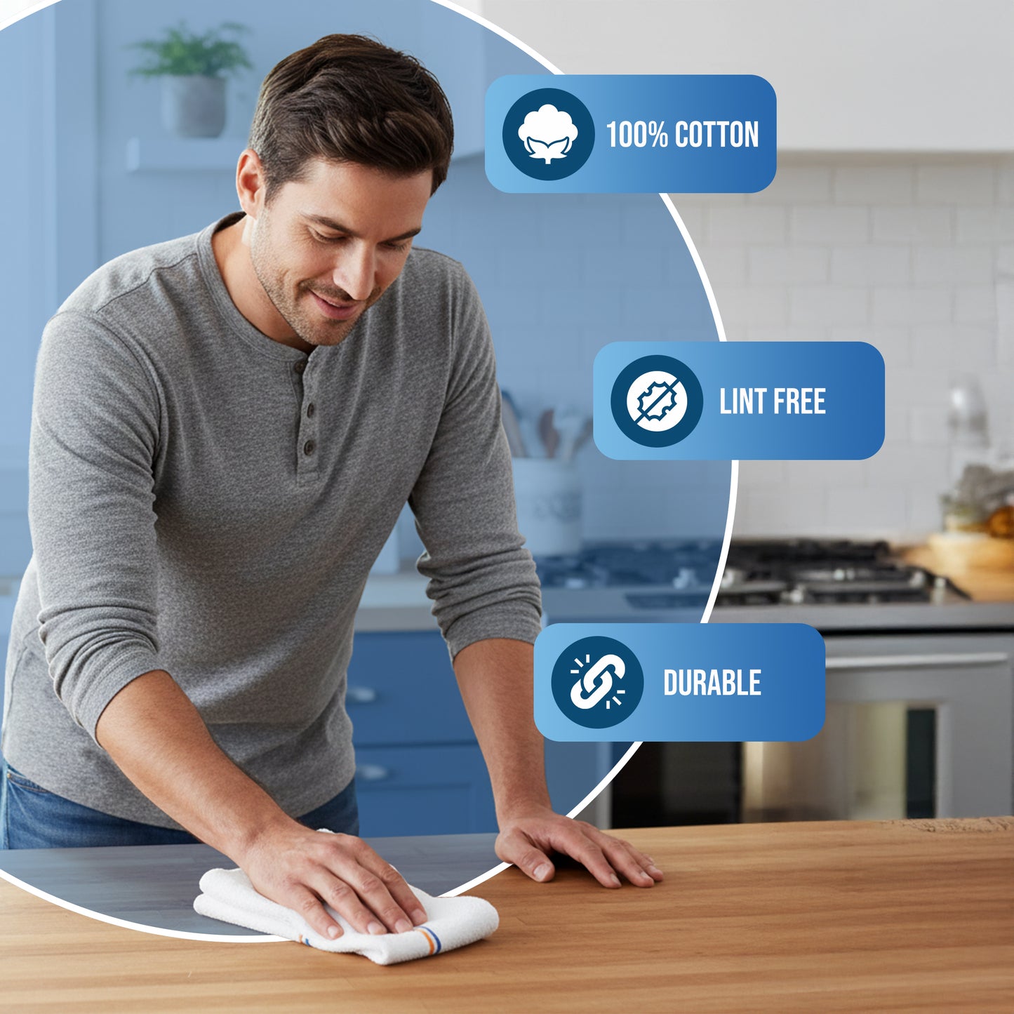 Simpli-Magic Multi-Purpose Terry Towels 240-Pack, 15" x 18" Quick Dry White – Auto Cleaning and Detailing, Bar Towels, Shop & Household Use
