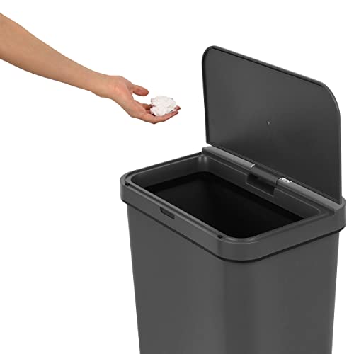 SIMPLI-MAGIC 79503 13 Gallon Touchless Sensor Trash Can, Rectangle Garbage Bin, Perfect for Home, Kitchen, Office, Gray